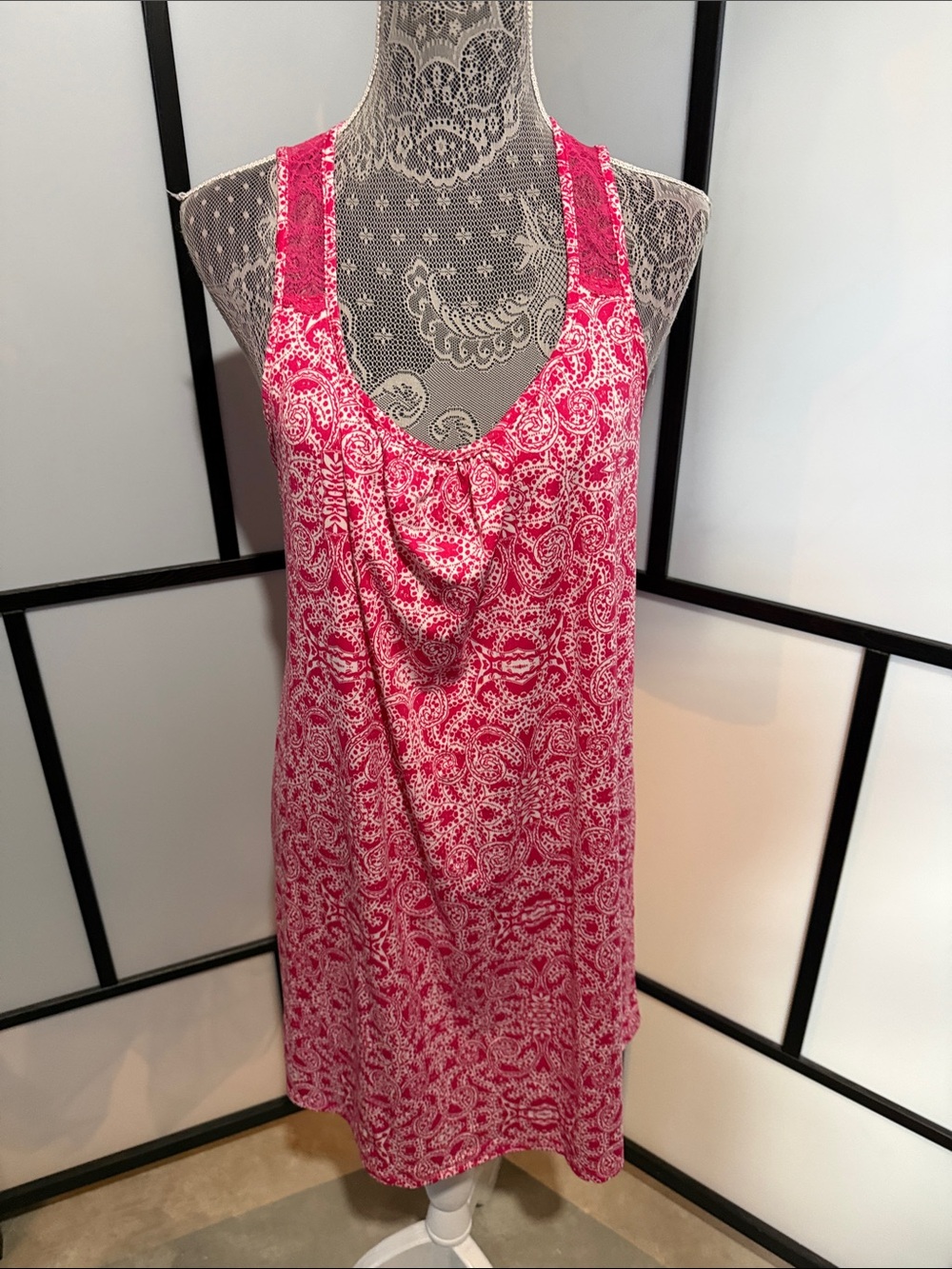 Secret Treasures Hot Pink Paisley Racerback Chemise